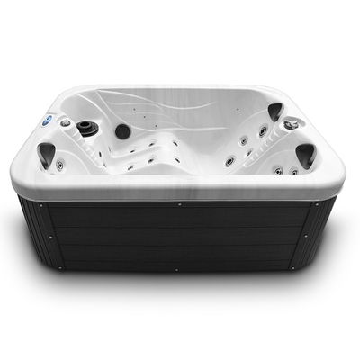 Bañera de hidromasaje de acrílico para 2 personas, bañera de hidromasaje para jardín con masaje con luces LED