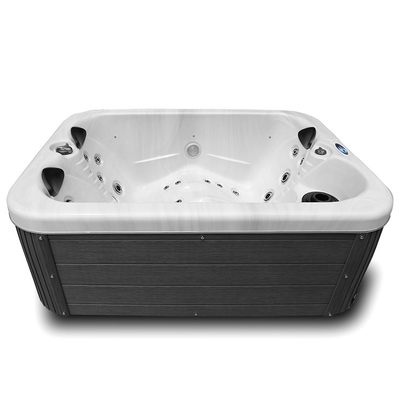 Bañera de hidromasaje de acrílico para 2 personas, bañera de hidromasaje para jardín con masaje con luces LED