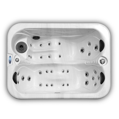 Bañera de hidromasaje de acrílico para 2 personas, bañera de hidromasaje para jardín con masaje con luces LED